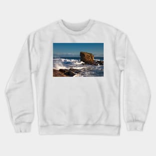 Rough Sea at Charlies Garden, Seaton Sluice Crewneck Sweatshirt